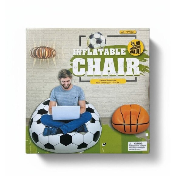 Inflatable Soccer Ball Chair 35" x 35" Indoor/Outdoor Use For Kids & Adults By M - Picture 1 of 6